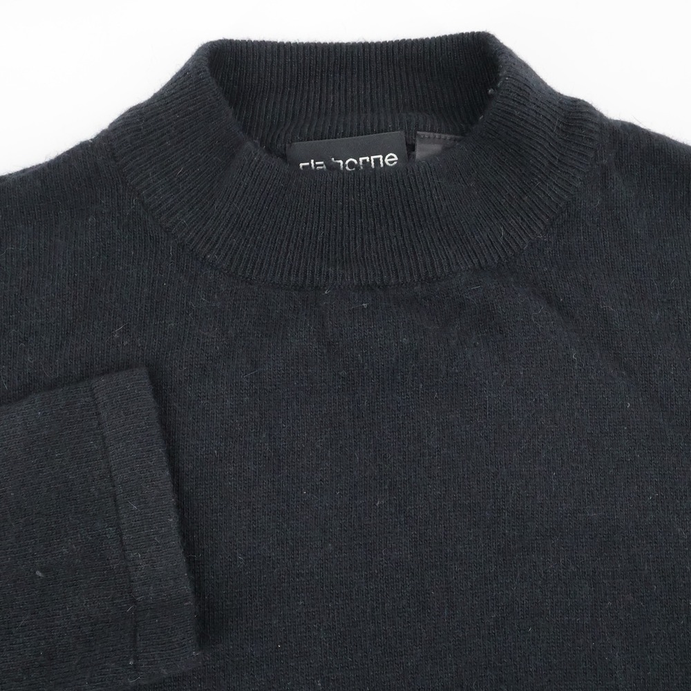 Vintage Y2K Claiborne Silk Cashmere Angora Mock Neck Sweater Black Mens Large